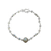 Rainbow Moonstone Opalite Beaded Bracelet Sterling Chain