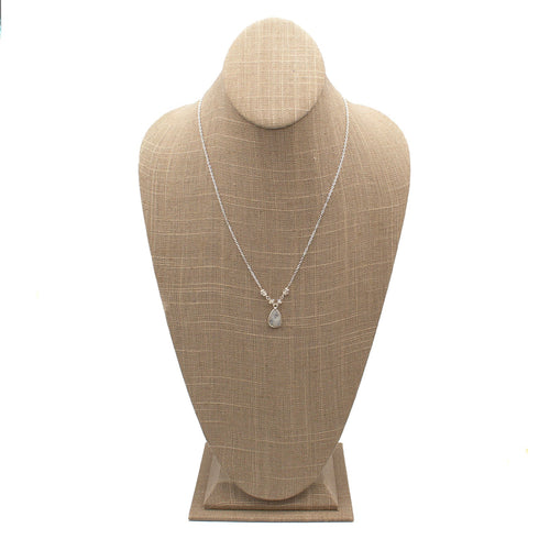 Rainbow Moonstone Pendant Necklace Delicate Sterling Silver