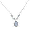 Rainbow Moonstone Pendant Necklace Delicate Sterling Silver
