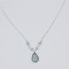 Rainbow Moonstone Pendant Necklace Delicate Sterling Silver