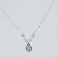 Rainbow Moonstone Pendant Necklace Delicate Sterling Silver