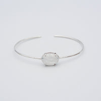 Rainbow Moonstone Sterling Silver Delicate Bangle Bracelet