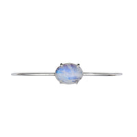 Rainbow Moonstone Sterling Silver Delicate Bangle Bracelet