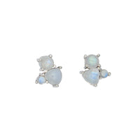 Rainbow Moonstone Sterling Silver Stud Earrings For Women