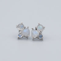 Rainbow Moonstone Sterling Silver Stud Earrings For Women