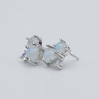 Rainbow Moonstone Sterling Silver Stud Earrings For Women