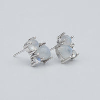 Rainbow Moonstone Sterling Silver Stud Earrings For Women