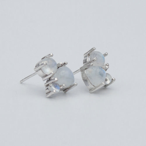 Rainbow Moonstone Sterling Silver Stud Earrings For Women