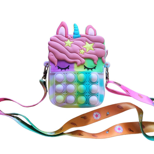Rainbow Tie Dye Fidget Bubble Pop Crossbody Unicorn Purse