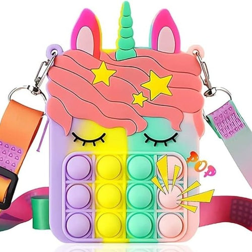 Rainbow Tie Dye Fidget Bubble Pop Crossbody Unicorn Purse