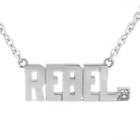Rebel Pendant Necklace Sterling Silver Rhinestone Charm