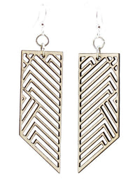 Rectangular Geometric Wood Earrings Laser Cut Long Dangle