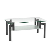 Rectangular Tempered Metal Tube Leg Living Room Glass Coffee Table