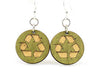 Recycled Wooden Earrings Eco Friendly Recycle Symbol Dangle