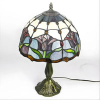 Red Tiffany-Inspired Lamp with Tulip Glass Design
