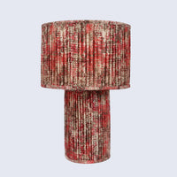 Crimson Mosaic Fabric-Covered Paper Mache Table Lamp – 20.7"H x 13.7"W