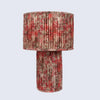 Crimson Mosaic Fabric-Covered Paper Mache Table Lamp – 20.7"H x 13.7"W