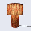 Crimson Mosaic Fabric-Covered Paper Mache Table Lamp – 20.7"H x 13.7"W