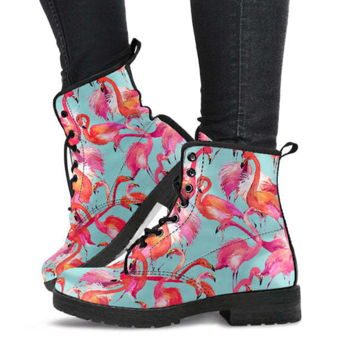 Flamingo Flock Leather Boots