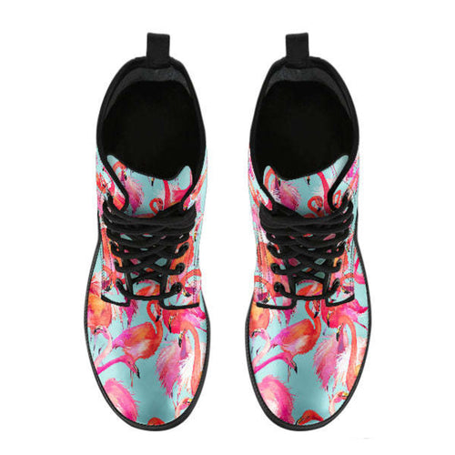 Flamingo Flock Leather Boots