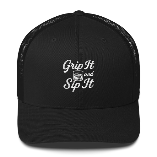 Grip It and Sip It Trucker Hat – Classic Golf Style with a Twist LXIX GOLF CLUB