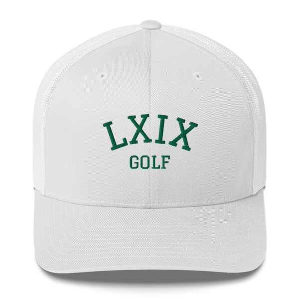LXIX GOLF CLUB LXIX GOLF CLUB Collegiate Arch Trucker Cap - Green Logo