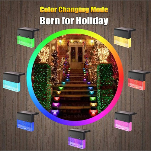 RGB LED Solar Fence Light - Waterproof Step Light for Outdoor