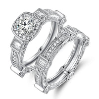 Rhodium Plated Cubic Zirconia Engagement Ring Set - Assorted Sizes