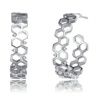 Rhodium Plated Geometric Hoop Earrings