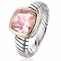 Rhodium Plated Lab Created Morganite Engagement Ring - Assorted Sizes