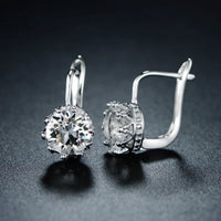 Rhodium Swarovski Elements Huggie-Hoop Earring