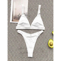 Rib Ring Linked High Cut Bikini Swimsuit