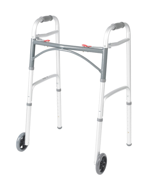 PreserveTech Deluxe Two Button Folding Walker with 5" Wheels RIO Medical Supplies