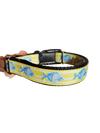 Fish On Yellow Stripes Nylon Dog Collar