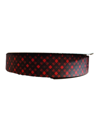 Red Check Plaid Nylon Dog Collar