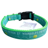 Fetch It Yourself! Neon Green Nylon Dog Collar MD, LG, XL, Leash