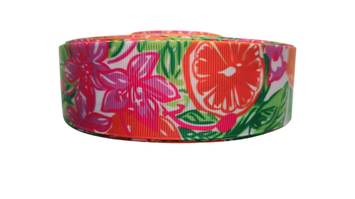 1.5" Wide Citrus and Flowers Nylon Dog Collar