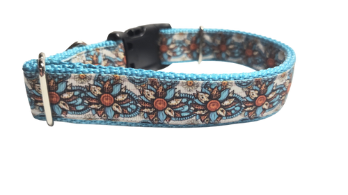 Western Floral Nylon Dog Collar