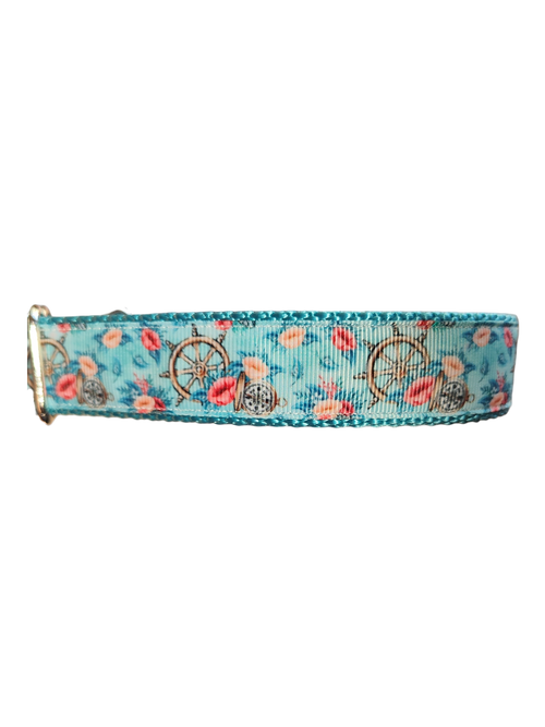 Ship Wheels & Compass Nylon Dog Collar