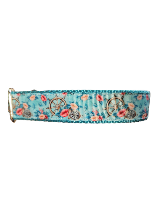 Ship Wheels & Compass Nylon Dog Collar