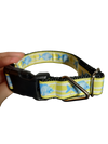 Fish On Yellow Stripes Nylon Dog Collar