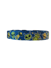 Green Aliens Nylon Dog Collar