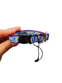 1/2" Blue & Purple Roses Nylon Dog / Cat Collar