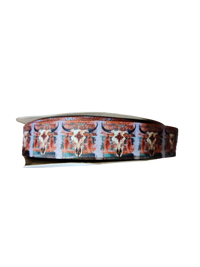 Western Bull Skull Nylon Dog Collar