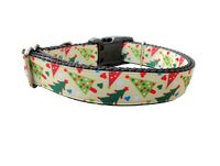Red and Green Christmas Trees Nylon Dog Collar