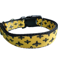 Bees On Yellow Nylon Dog Collar