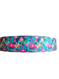 Floral Flamingo Nylon Dog Collar
