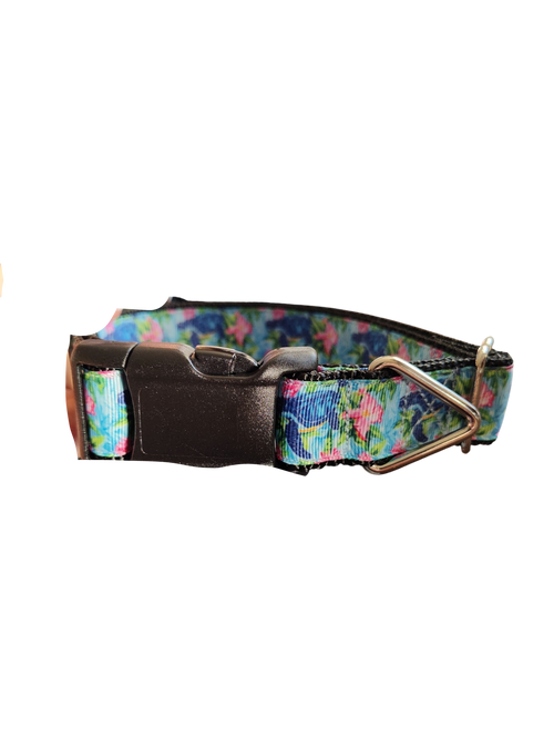 Sea Turtles and Flowers Nylon Dog Collar
