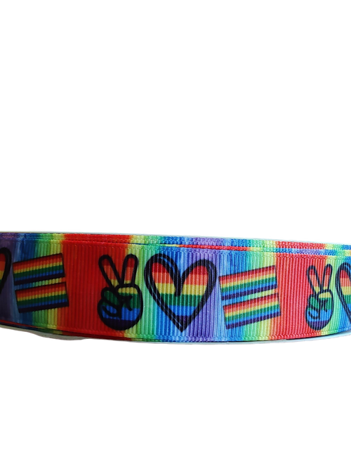 Peace Love Pride Nylon Dog Collar