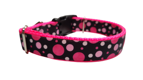Pink Polka Dots Pattern Nylon Dog Collar